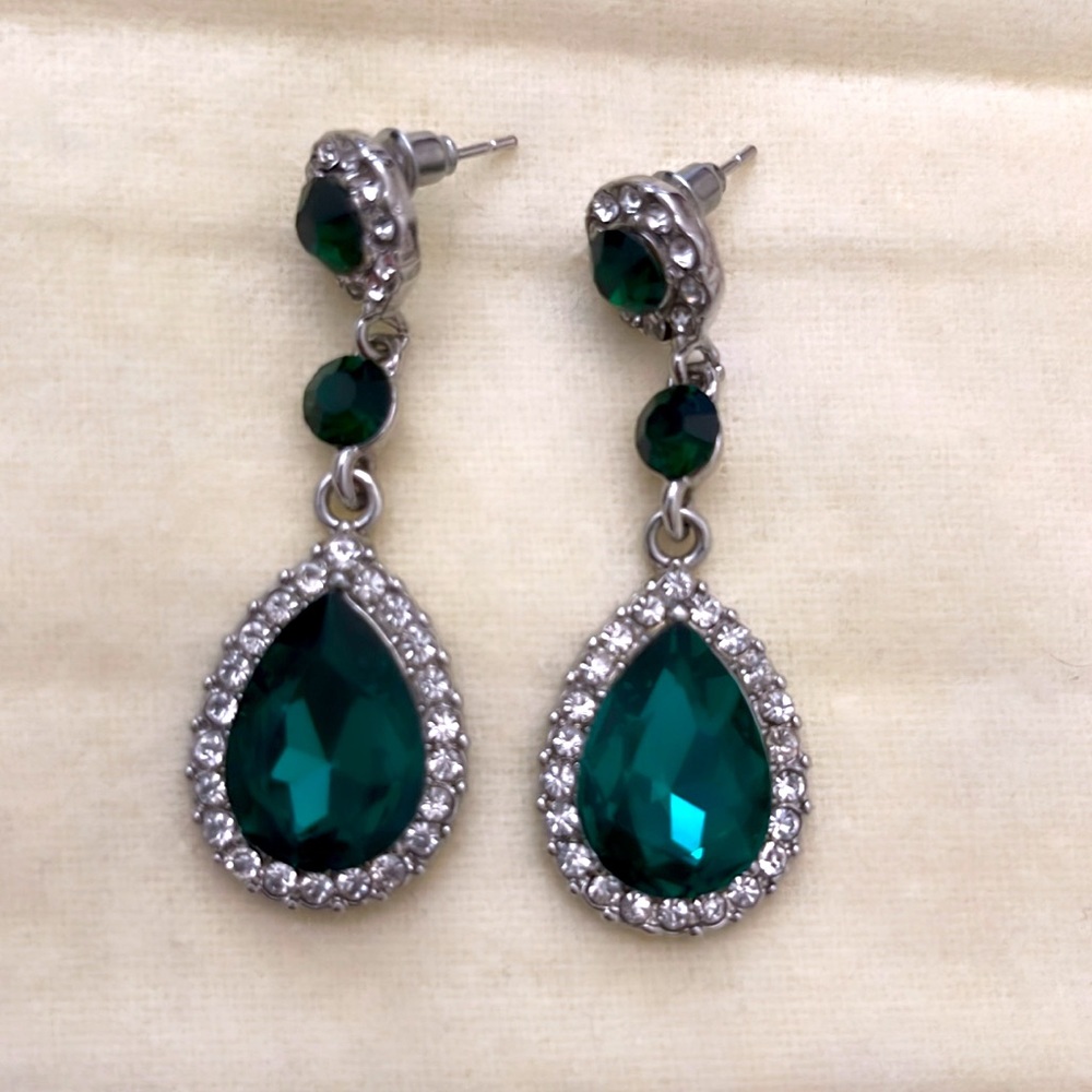 Green with diamond earrings